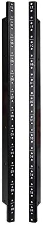 Sound Town 2-Pack 12U Steel Rack Rails, with Black Powder Coated Finish and Screws (ST-RR-12U)