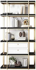 Storage Shelves Floor-to-Ceiling Bookshelf 5-Layer Display Rack Storage Rack Suitable for Living Room Study Office Decoration Bookshelf Office Organization,Black-80 * 30 * 200 cm