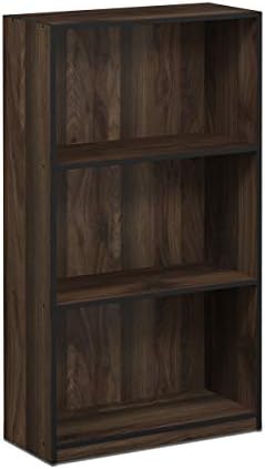 Furinno Basic 3-Tier Book Shelf with Open Shelves, Columbia Walnut