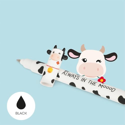 LEGAMI - Set of 11 Gel Erasable Pens With 0.7 mm Tip, Assorted Ink Colours and Animal Designs - Farm Yard, Tiger, Butterfly, Shark etc