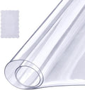 VEVOR Clear Table Cover Protector, 18" x 36" Customizable Plastic Desk Protector, 1.5 mm Thick Clear PVC Cover, Waterproof Desktop Guard for Writing, Coffee, Dining Room Desk