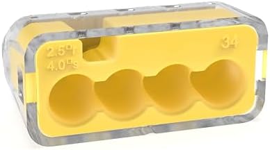 Ideal Electrical in-Sure Push-in Wire Connector, 4-Port (30-1034J), Jar of 200—Color Coded No-Twist Connectors for Solid and Stranded Wires