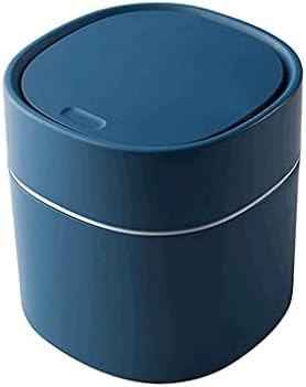 Trash can Plastic Mini Trash Can with Lid Modern Wastebasket for Bathroom Vanity Desktop Tabletop Or Coffee Table- 2 L-Blue/White Wastebasket (Color : Blue B Size : 2 Pack) (Blue B 1 Pack)