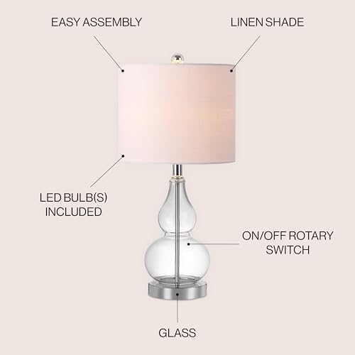 JONATHAN Y Anya Gourd Glass Table Lamp 20.5", Clear