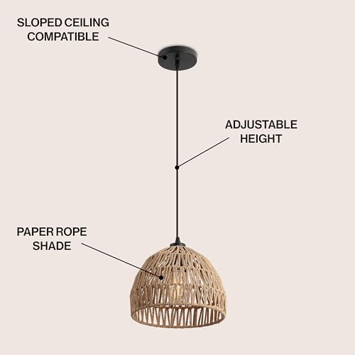 JONATHAN Y Campana 1-Light Pendant Dome Ceiling Lamp, 10.25", Brown