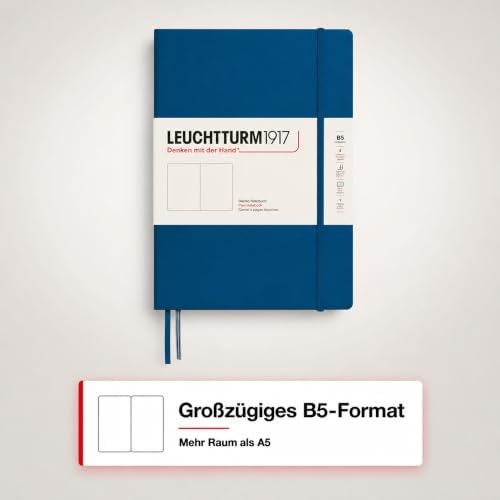 LEUCHTTURM1917 - Notebook Hardcover Composition B5-219 Numbered Pages for Writing and Journaling (Indigo, Plain)