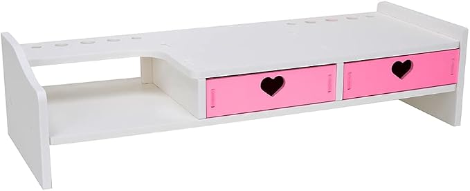 Kawaii Desk Organizer Cute Desk Organizer with Drawers Monitor Riser Stand Monitor Riser Computer Stand for PC, Laptop, Printer