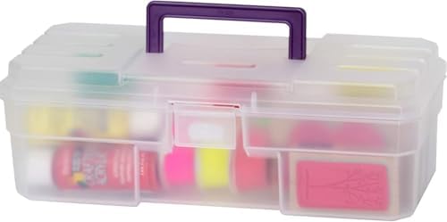 Akro-Mils 12-Inch ProBox Plastic Art Supply, Hobby or Craft Storage Toolbox, Model 09912CLPUR, (12" x 5-1/2" x 4"), Clear