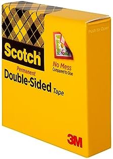 Scotch Double Sided Tape, 1/2 in x 900 in, Permanent, 1/Pack (665) (Pack of 2)