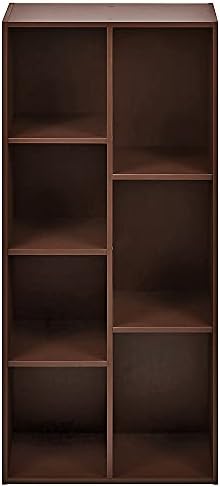 Amazon Basics 7 Cube Storage Organizer Bookcase, Sturdy Shelves, Book Shelf, Espresso, 9.3"D x 19.5"W x 41.7"H
