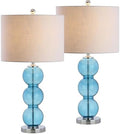 JONATHAN Y Bella 27" Glass Table Lamp, Sky Blue/Chrome, Set of 2