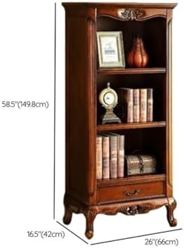 Sepia Timber Vertical Closed Back Organizer Shelf with 3/4/5 Shelves American Bookcase Retro Study Multi-Layer Bookshelf Storage Unit Floor-Standing Shelf Home Use Brown 26" L x 17" W x 59" H