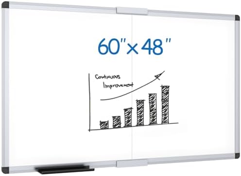 VIZ-PRO Large Magnetic Dry Erase Whiteboard, 60 x 48 Inches, Foldable