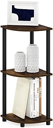 Furinno Turn-N-Tube Toolless Assembly 3-Tier Storage Shelves, Amber Pine