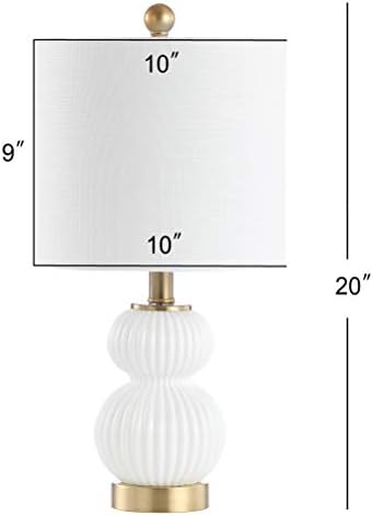 JONATHAN Y Daphne Ribbed Gourd Metal/Glass Table Lamp 20", White/Brass Gold