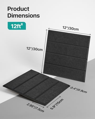 Soundsbay Sound Proof Foam Panels for Walls Self-Adhesive, 12-Pack 12"X12"