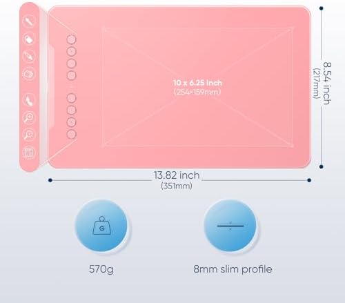 Drawing Tablet-XPPen Deco 01 V3 10x6.25 Inch Graphics Tablet Digital Drawing Tablet for Chromebook with 16384 Levels Pressure Battery-Free Stylus and 8 Shortcut Keys (Pink)