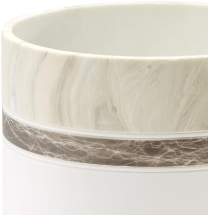 IZOD – Wastebasket, Color-Blocked Hand-Painted Resin with Marble Detail, Modern Home Decor – Perfect for Bathroom, Bedroom, Kitchen or Office (Tidal)