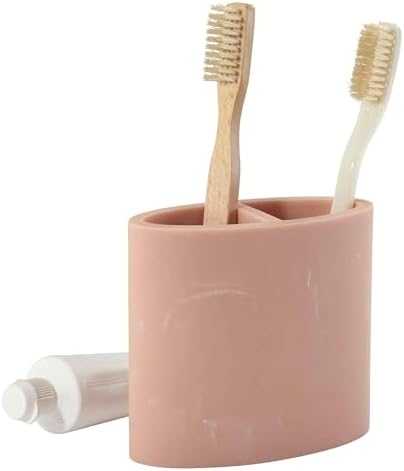 Nicole Miller - Toothbrush Holder, Resin Countertop Accessories, Dorm Room Essentials (Kendall Collection, Clay)