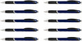 DISCOUNT PROMOS Ballpoint Pens With Rubber Grip - 10 pack - Black Ink Ball Point Pen with Soft Touch Plastic - Navy Blue