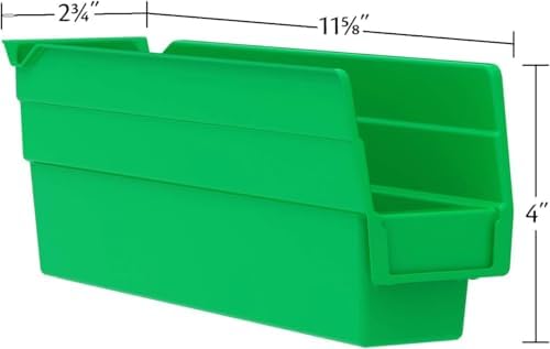 Akro-Mils 30110 Heavy Duty Plastic Shelf Bins, 12"x 3"x 4", Blue, 24-Pack