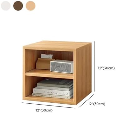 Timber Vertical or Horizontal Organizing Shelf with 1 Cabinet Closed Back Modular Cube Storage Unit, Book Storage Bookshelf Glass Small Bookcase, Square Grid Cabinet White with Shelves No Door