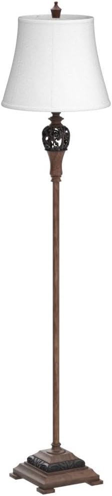 Vintage Floor Lamp for Living Room, Traditional Tall Standing Lamp | Eye-caring White Fabric Shade, Stable Antique Base, Farmhouse Rustic Design, Bright Floor Lighting