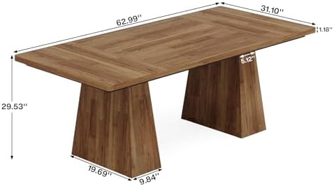 Tribesigns 63-Inch Executive Desk, Large Office Computer Desk with Double Pedestal, Modern Simple Workstations Writing Table Conference Table Business Furniture for Home Office, Light Brown