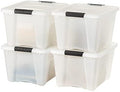 IRIS USA 4-Pack 32 Quart Storage Bins with Lids, Pearl