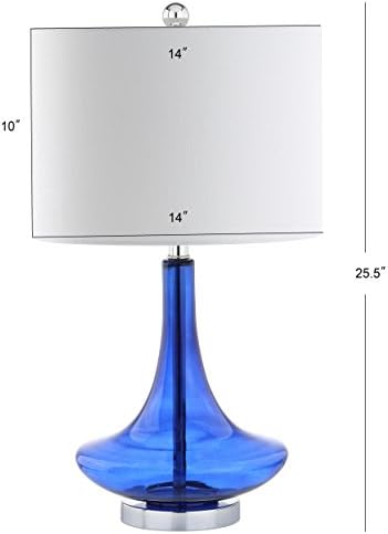 JONATHAN Y Cecile 25.5" Metal Glass Lamp, Cobalt Blue/Chrome, Set of 2