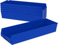 Akro-Mils 30184 Heavy Duty Plastic Shelf Bins, 24"x 8"x 4", Blue, 6-Pack