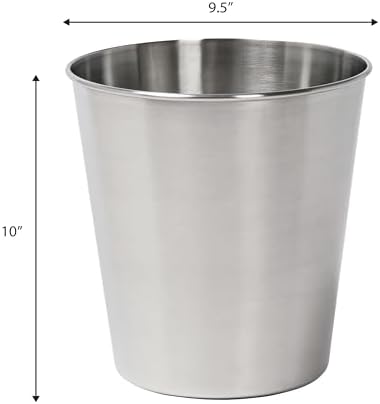 happimess Nolan 2 Gal Smooth Steel Wastebasket, Brushed Steel, Set of 2