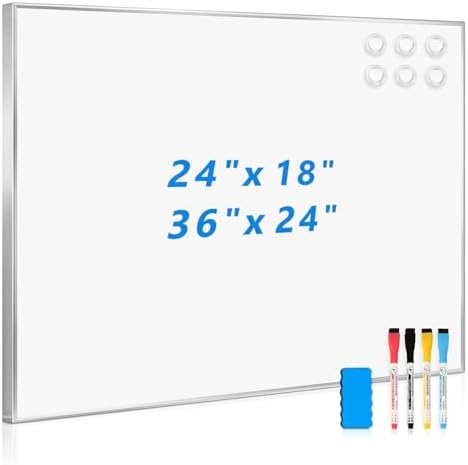 Large Magnetic Whiteboard, 36" x 24" Dry Erase White Board for Wall