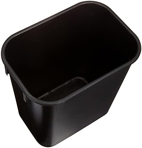 Amazon Basics Small Rectangular Commercial Office Wastebasket, Easy to Clean,11.4"L x 8"W x 12"H , 3 Gallon, Black, 2-Pack