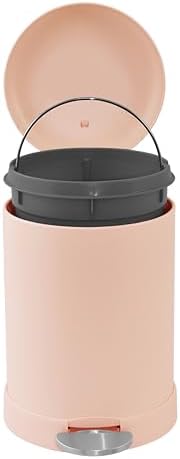 Glad Small Trash Can, 1.2 Gallon | Round Stainless Steel Garbage Bin with Soft Close Lid & Step Foot Pedal | Metal Waste Basket with Removable Inner Bucket, Rust