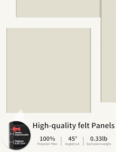 48" x 48" Cork Board Alternative, 16 Pack Felt Bulletin Board Tiles with 30 Adhesive Tabs Wall Push Pin Board for Office Classroom Bedroom Decor