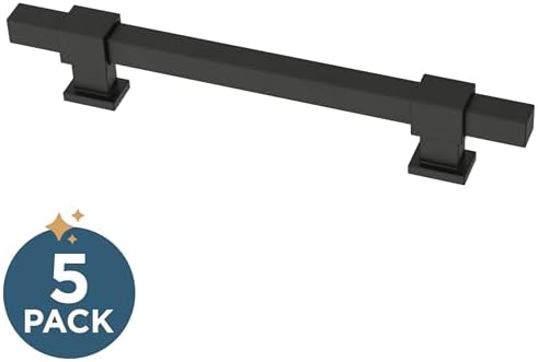 Franklin Brass 5 Pack Matte Black Cabinet Handles Adjustable Drawer Pulls for Kitchen Cabinet Knobs Dressers and Cupboards 1-3/8 to 6-5/16 inch (35–160mm) Hole Center | Adjusta-Pull™