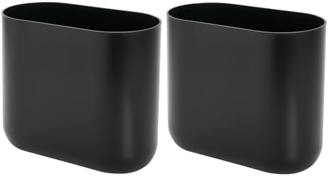 iDesign Small Slim Plastic Bathroom Trash Can, 2-Pack, Black