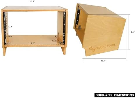 Sound Town DIY 6U Angled Desktop Turret Studio Rack with Solid Baltic Birch Plywood, Golden Oak, Assembly Required (SDRK-Y6SL)