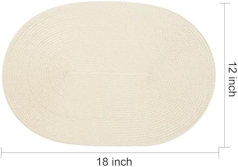 AHHFSMEI Placemats Set of 8 for Dining Table Washable Woven Non-Slip 18x12 inches Placemat Heat-Resistant Durable Table Mats for Dining Table Easy to Clean (Oval Beige, 8)