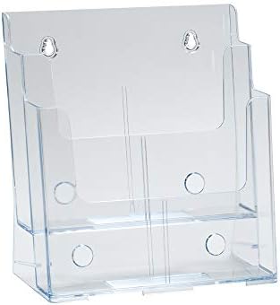 Azar Displays, 252380, Letter Size Brochure Holder, 2 Tier Literature Display, Flyer Organizer for Retail, Office Supplies Organizer, Magazine, File & Document Holder for Counter or Wall, Clear