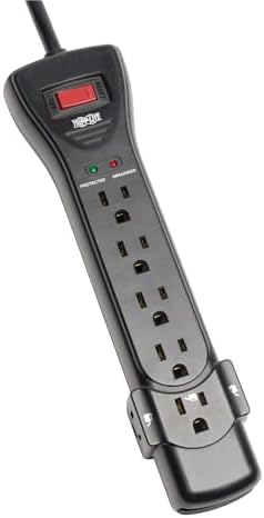 Eaton Tripp Lite Series SUPER7B Flat Plug Power Strip Surge Protector, 7 Outlets, 7ft Extension Cord, 2160 Joules, UL Listed & Certified, Black, Lifetime Manufacturer's Warranty & $75,000 Insurance