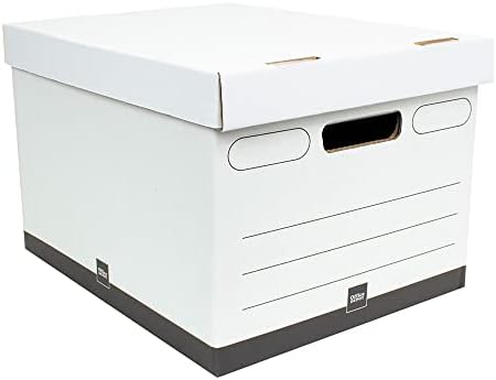 Office Depot® Brand Heavy-Duty Quick Set Up Storage Boxes, Letter/Legal Size, 15" x 12" x 10", White/Black, Pack Of 5