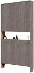 LINLIUA Behind the Door Bookshelf, 5 Shelf Behind Door Shelves with Storage, Space-Saving Wall Mount Narrow Bookcase Cabinet for Living Room Bedroom