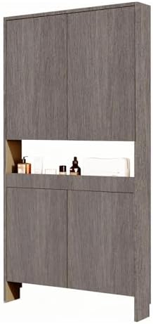 LINLIUA Behind the Door Bookshelf, 5 Shelf Behind Door Shelves with Storage, Space-Saving Wall Mount Narrow Bookcase Cabinet for Living Room Bedroom