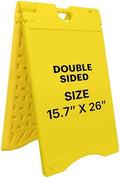 Jumbl A-Frame Signboard 15.7” x 26” Display Surface – Small Outdoor Sandwich Board w/Weather Resistant PVC Sign Protector & Sand Fill Holes – Dual Signage Stand for Storefront Sidewalk Curb (Yellow)