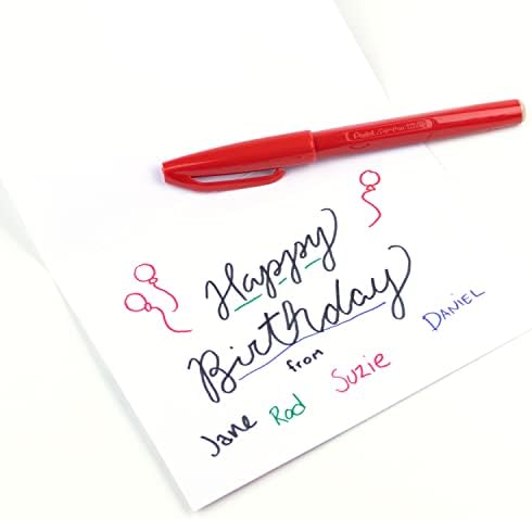 Pentel Sign Pen Fiber-Tipped Pen, Red Ink, Box of 12 (S520-B)