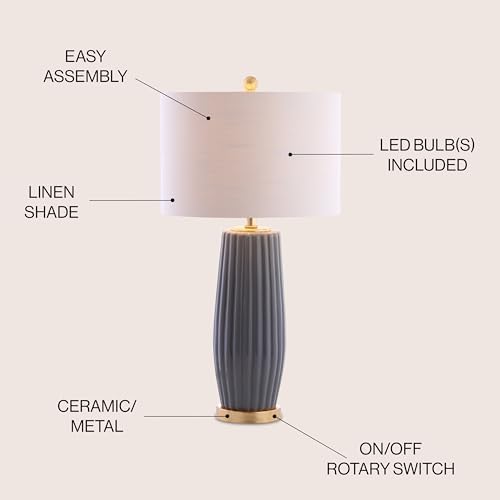 JONATHAN Y Roman Table Lamp 28.5" Modern Ceramic for Living Room, Gray