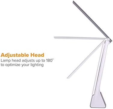 Bostitch Office Rechargeable Battery Led Desk Lamp, 3 Color Temperatures, Flip Open, Gray (KT-VLED1810-GRAY)
