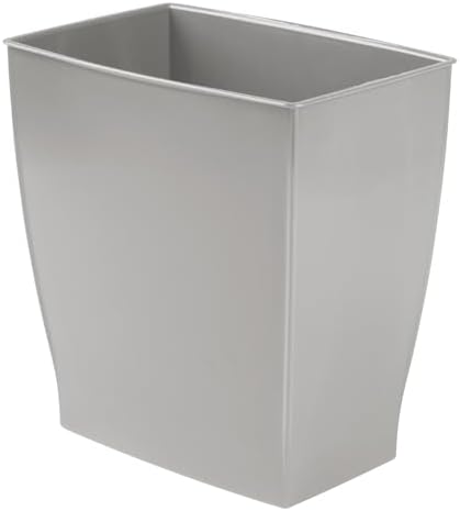 iDesign Small Plastic Bathroom Trash Can, Gray